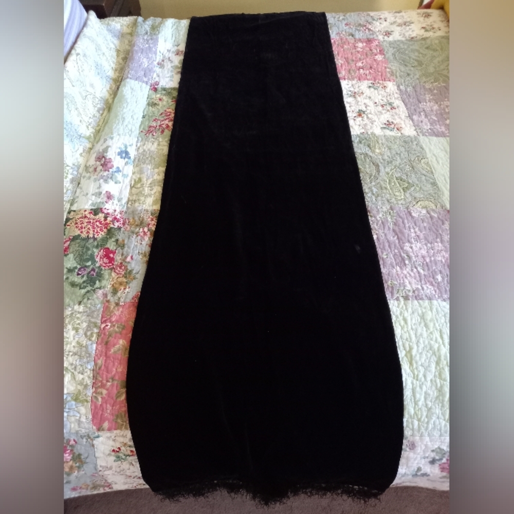 Elegant Black Velvet / Silk Scarf Wrap